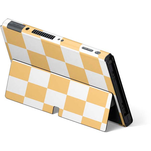 Yellow and White Checkerboard Nintendo Switch OLED (2021) Skin